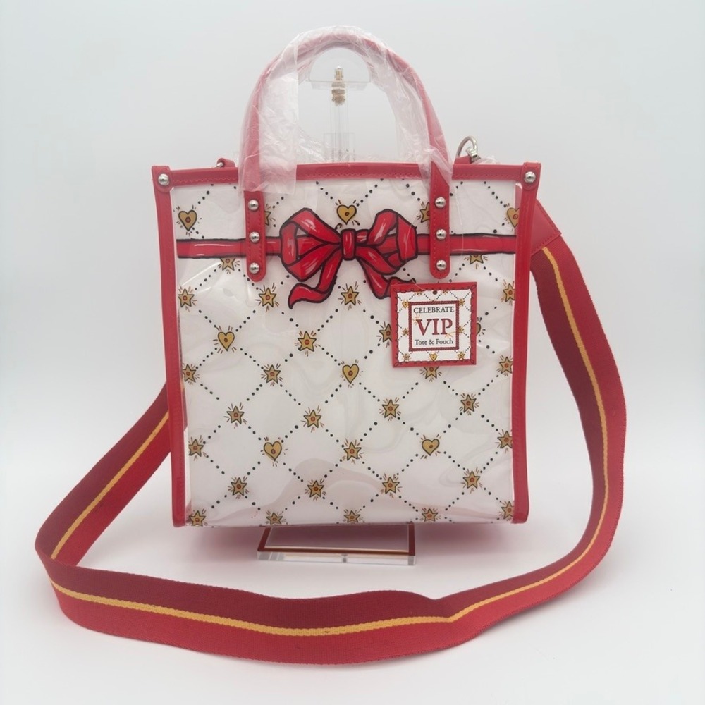 Brighton Celebrate VIP Tote & Pouch Clear Red Heart Crossbody Bag NWT